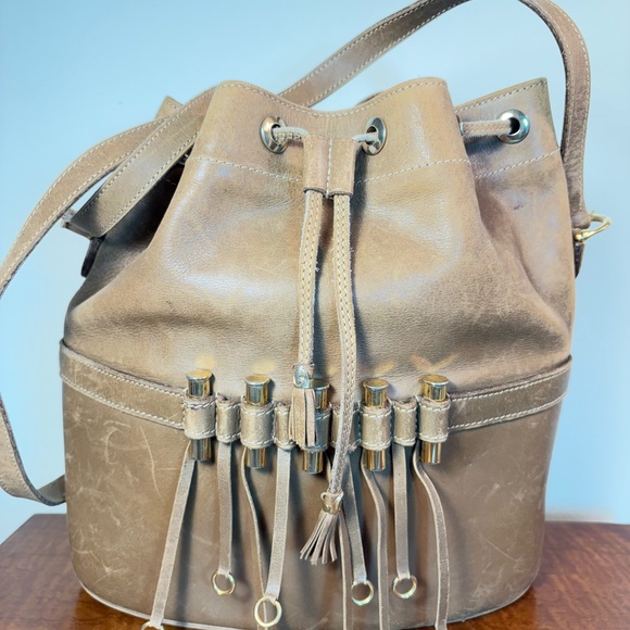 Gucci Handbags - Gucci Brown Leather Drawstring “Bullet” Bucket Bag